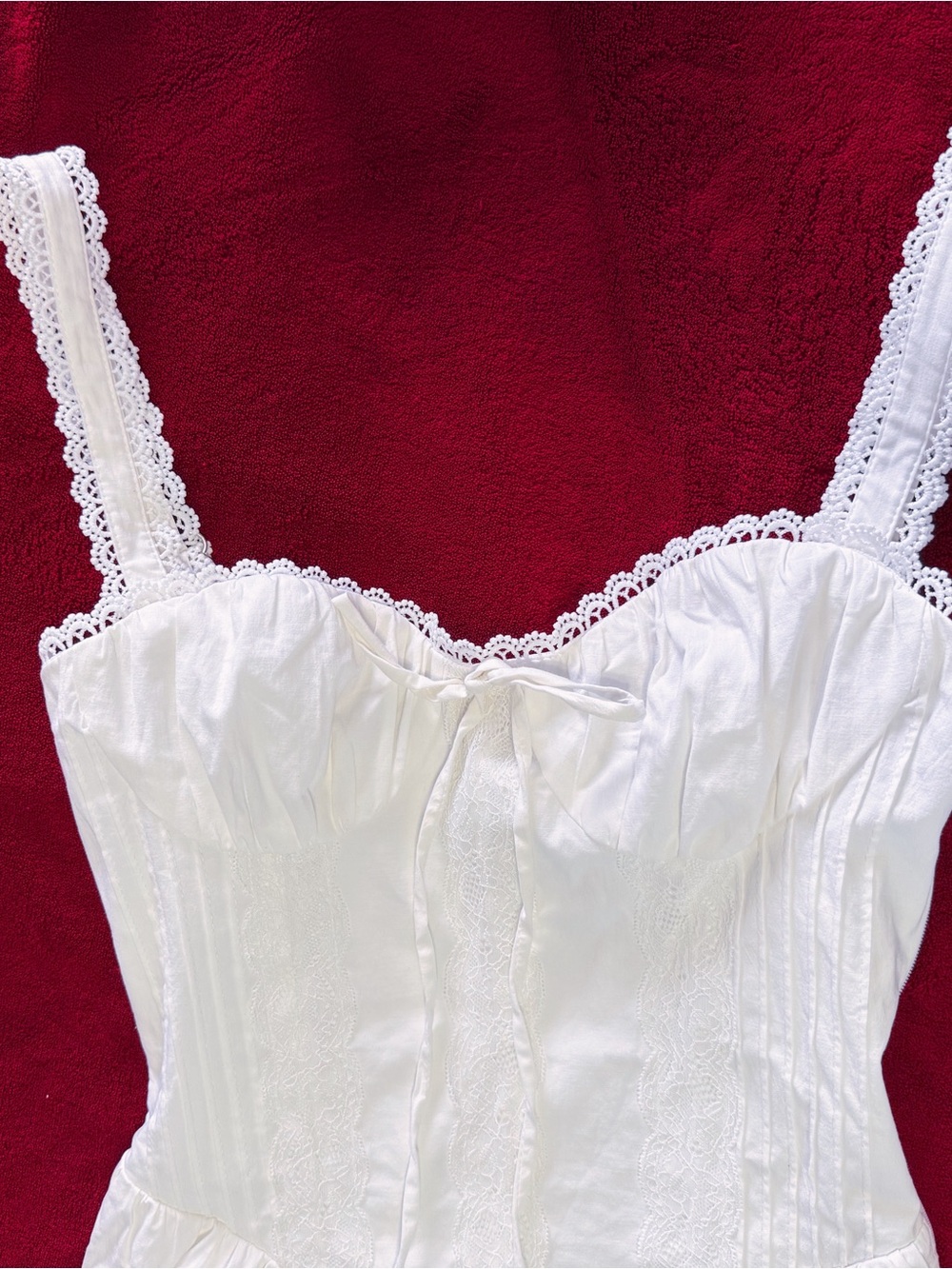 White Lace-Trim Cottagecore Bustier Corset Dress